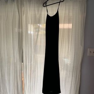 Maxi style black linen dress